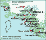 Mapa del recorrido en Groenlandia, 15 Kb. PULSA PARA AMPLIAR